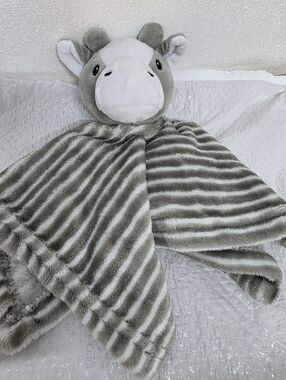 Lila & Jack Cow Baby Lovie Security Blanket Toy Grey Striped 12" X 12"
